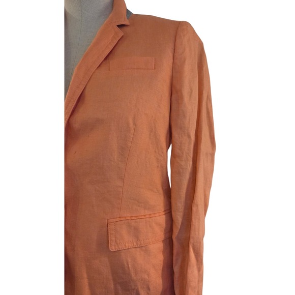 J.Crew Womens Linen Blazer Jacket Size 4 Apricot Orange Two Button Notch Lapel - Picture 6 of 12
